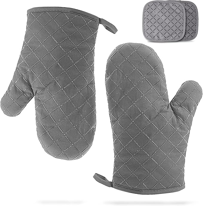 耐高温烤箱手套带硅胶表面,透气涤纶超细纤维织物衬里,厨房手套烹饪